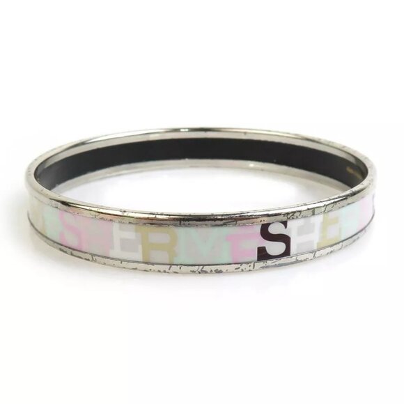 Auth HERMES Cloisonne Bangle Bracelet Silver/Multicolor Metal/Enamel - Picture 4 of 14